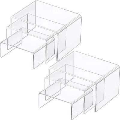 Clear Acrylic Display Risers set, Jewelry Display Riser Shelf Showcase Fixtures