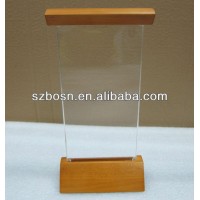 Acrylic Headphone Stand with a Wooden Base and Top