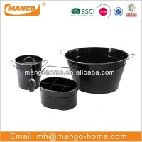 Black painting galvanized steel metal storage ice bucket with scoop with lid